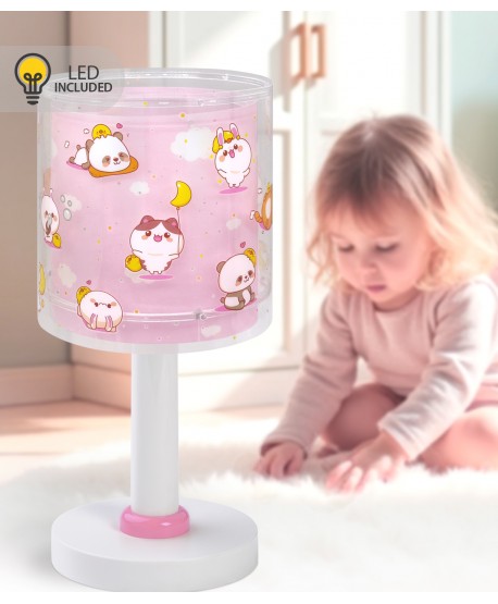 Candeeiro infantil de mesa Luz de presença LED Kawaii Friends Animais Rosa