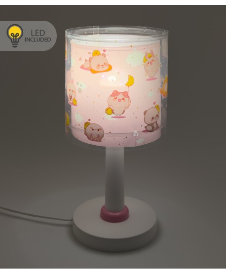 Candeeiro infantil de mesa Luz de presença LED Kawaii Friends Animais Rosa