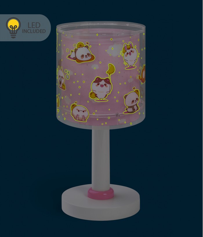 Lámpara de mesita LED quitamiedos infantil Kawaii Friends Animales Rosa