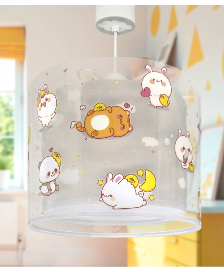 Candeeiro teto criança Kawaii Friends Cinza Animais