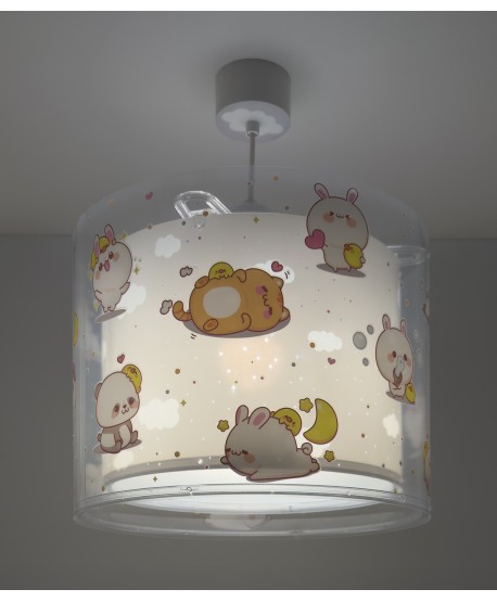 Lámpara de techo infantil Kawaii Friends Gris Animales