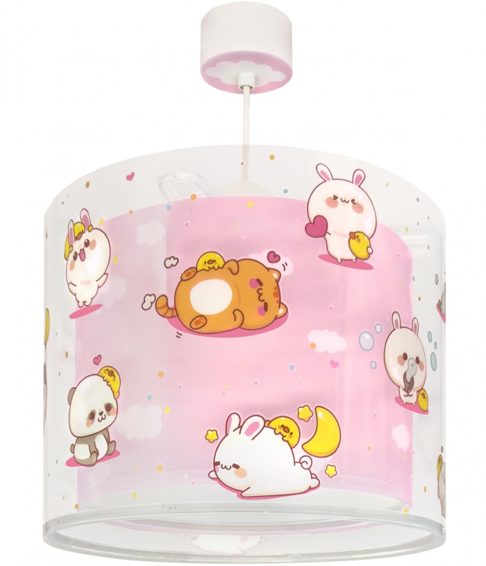 Lustre et lampe suspension pour enfants Kawaii Friends Rose Animaux