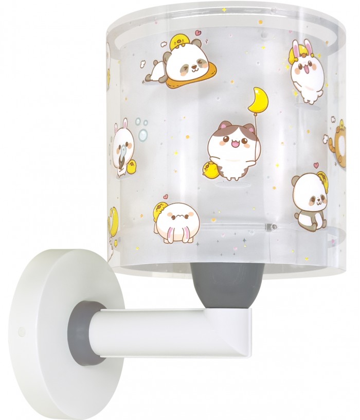 Candeeiro infantil de parede Kawaii Friends Cinza Animais