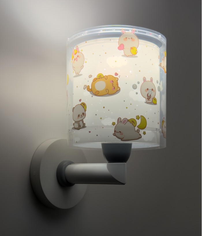 Aplique de pared infantil Kawaii Friends Gris Animales