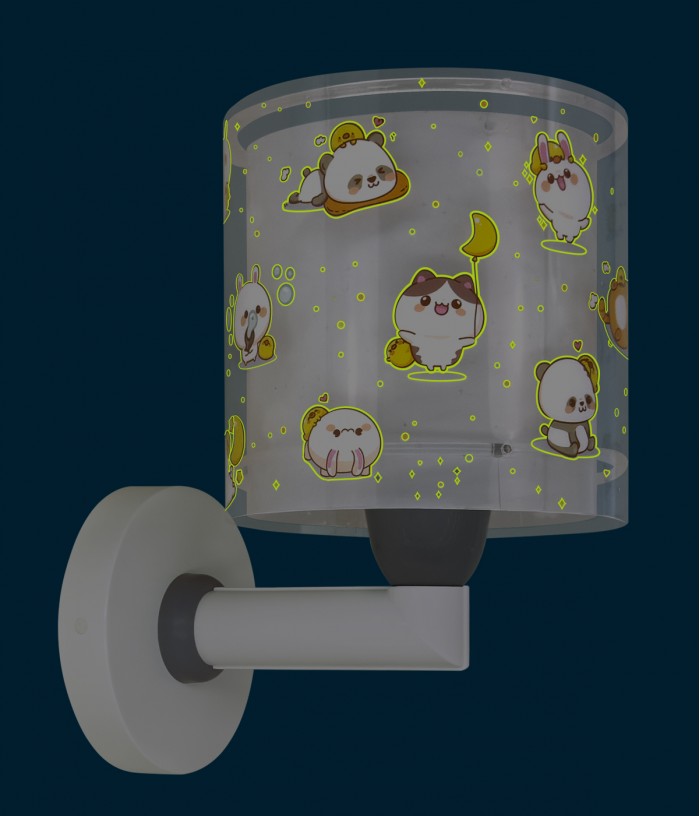 Aplique de pared infantil Kawaii Friends Gris Animales