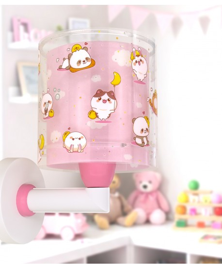 Aplique de pared infantil Kawaii Friends Rosa Animales