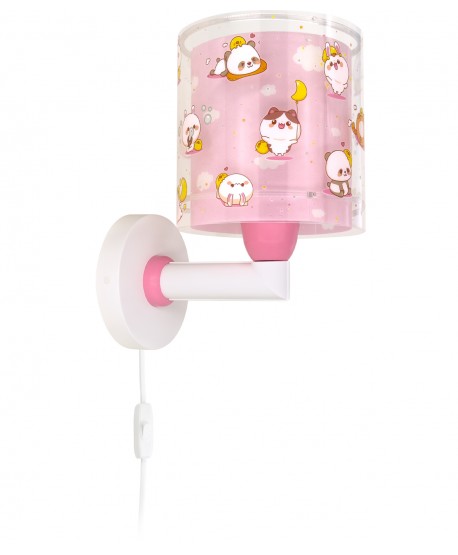 Aplique de pared infantil Kawaii Friends Rosa Animales