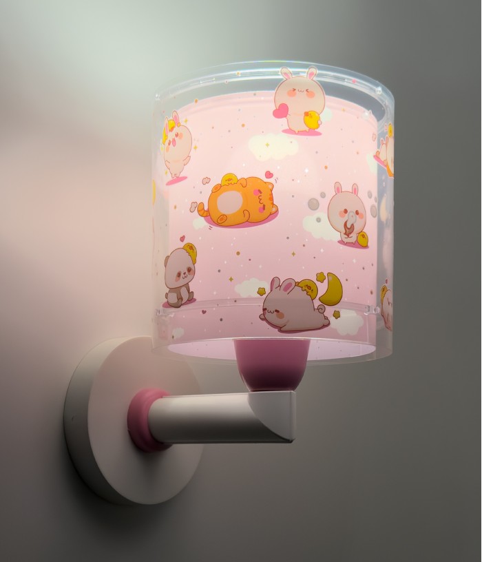 Wall lamp for Kids Kawaii Friends Pink Animals