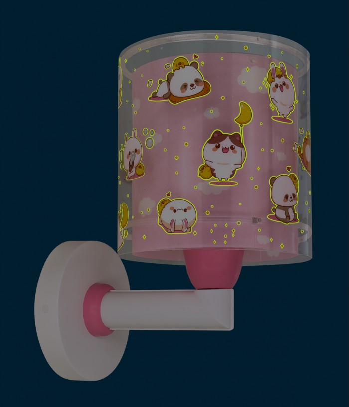 Candeeiro infantil de parede Kawaii Friends Rosa Animais