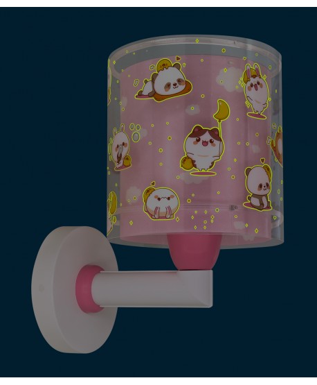 Aplique de pared infantil Kawaii Friends Rosa Animales