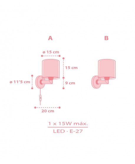 Wall lamp for Kids Kawaii Friends Pink Animals