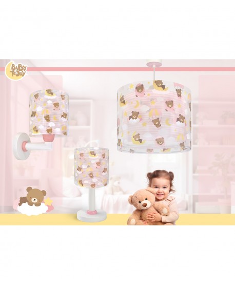 Lámpara de mesita LED quitamiedos infantil Baby Teddy Ositos Rosa
