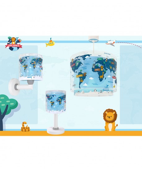 Lustre et lampe suspension pour enfants Kids World Carte du Monde