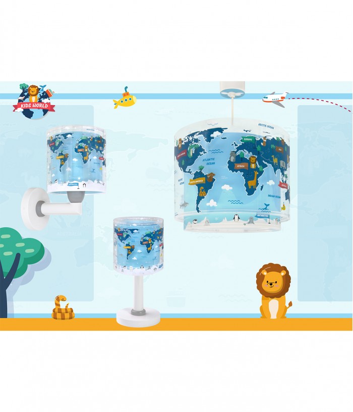 Aplique de pared infantil Kids World Mapa del Mundo