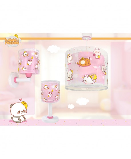 Candeeiro infantil de parede Kawaii Friends Rosa Animais