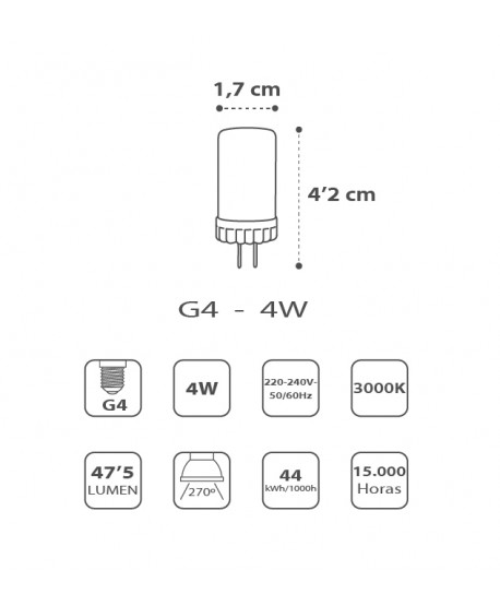 Lâmpada LED G4 4W 12V 3000k Quente