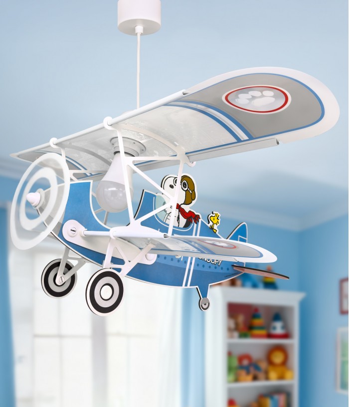 Lámpara de techo infantil avión Snoopy