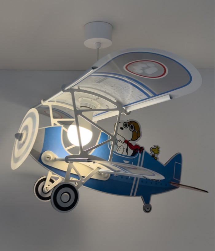 Lámpara de techo infantil avión Snoopy