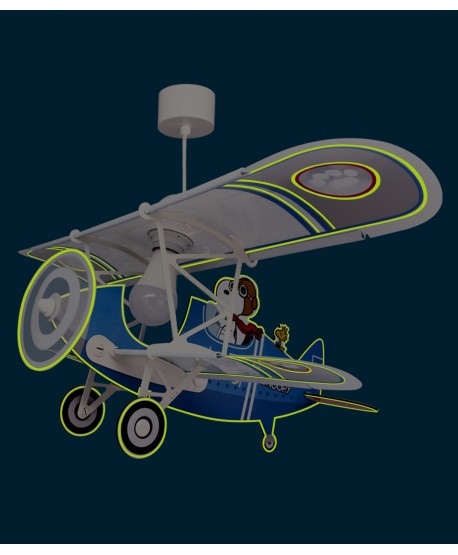Lámpara de techo infantil avión Snoopy