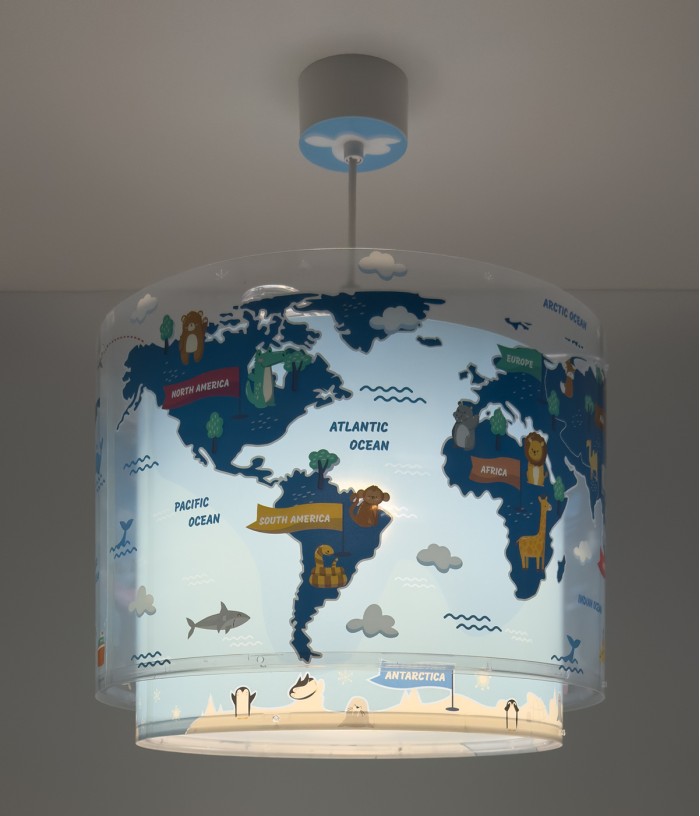 Candeeiro teto criança Kids World mapa-múndi
