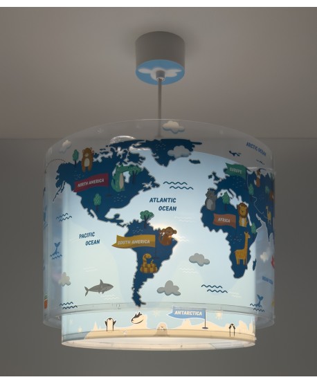 Candeeiro teto criança Kids World mapa-múndi