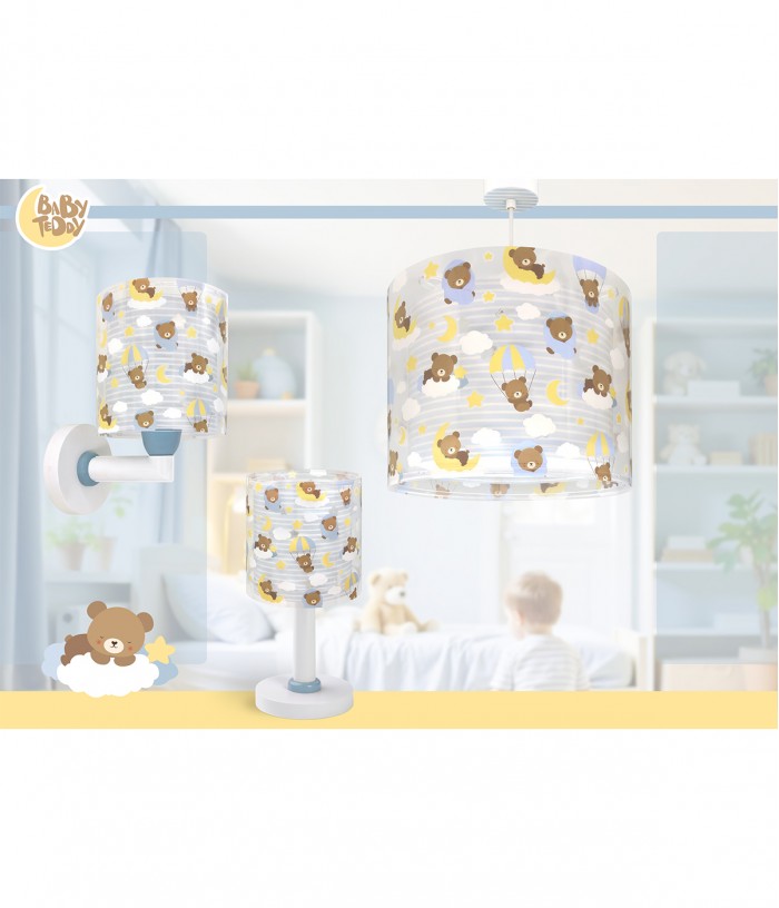 Lustre et lampe suspension pour enfants Baby Teddy Bleu Ours