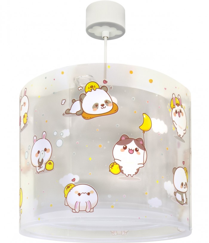 Lámpara de techo infantil Kawaii Friends Gris Animales