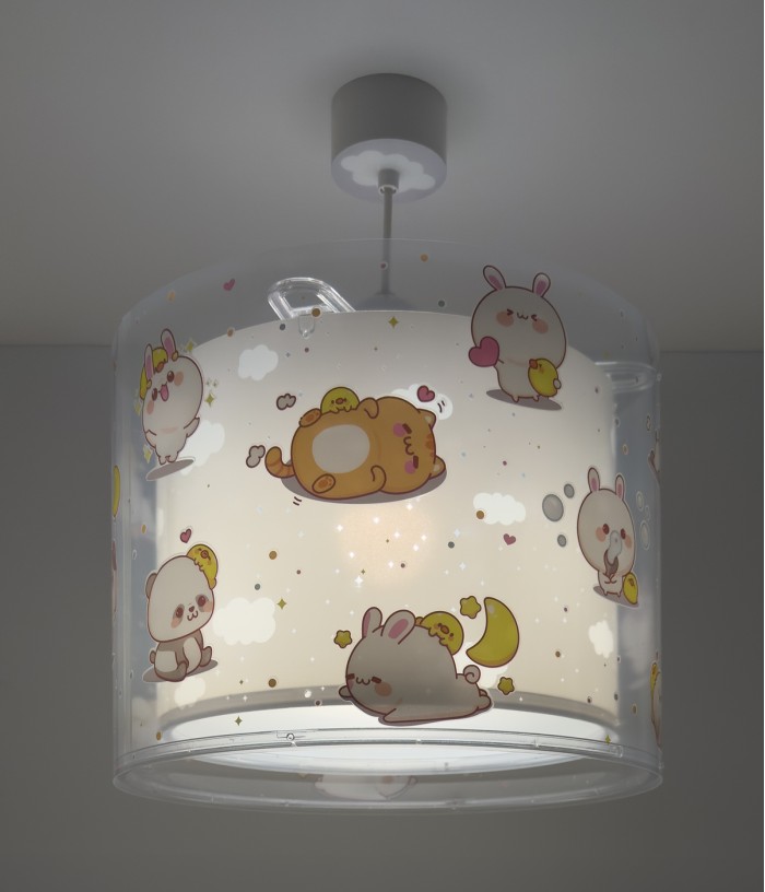 Lámpara de techo infantil Kawaii Friends Gris Animales