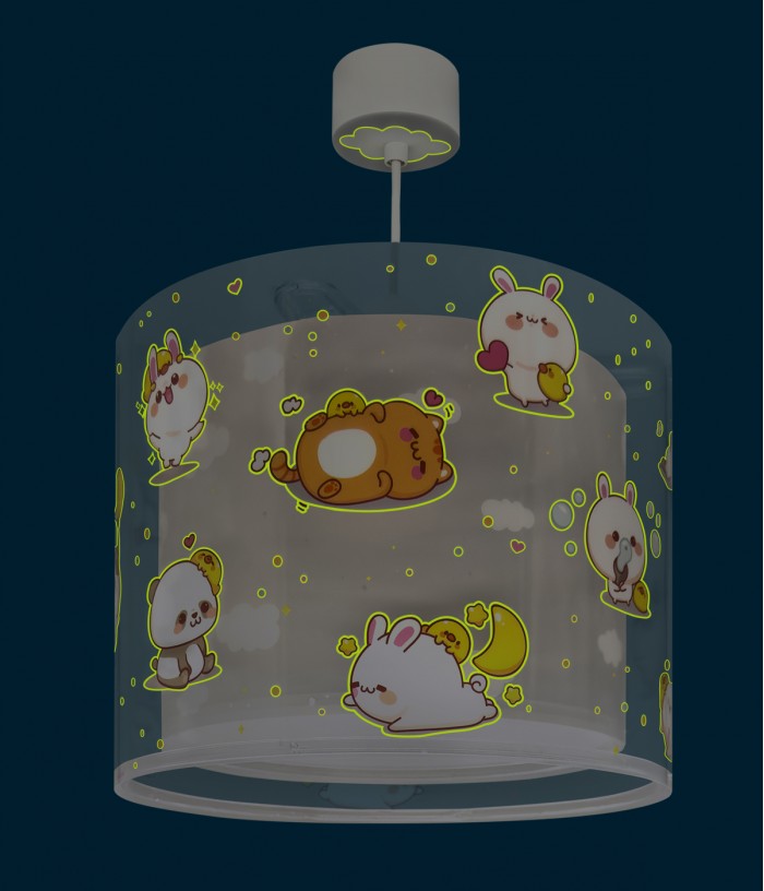 Lampada da soffitto a sospensione per bambini Kawaii Friends Grigio Animali