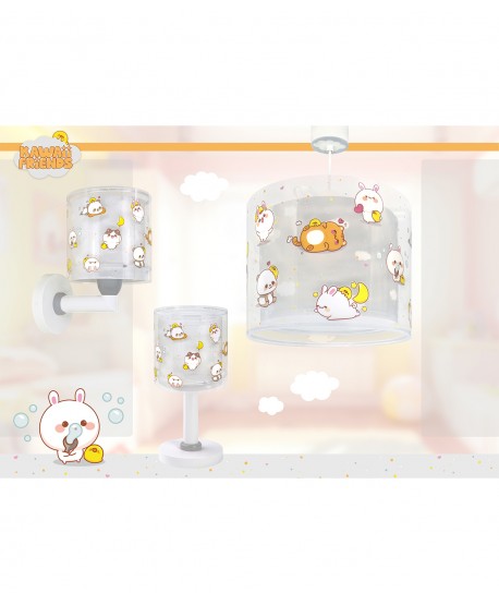 Lámpara de techo infantil Kawaii Friends Gris Animales