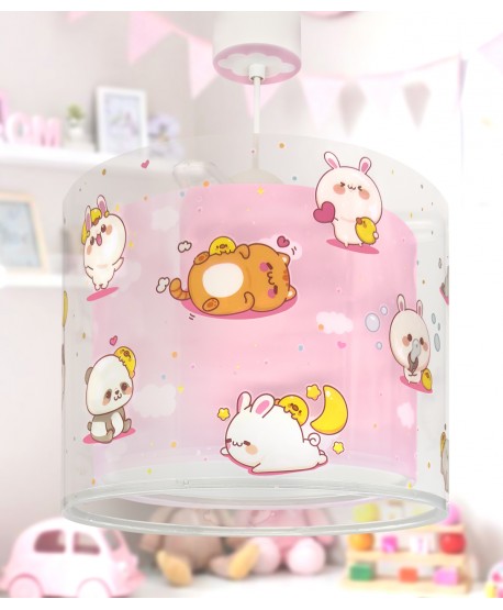 Lampada da soffitto a sospensione per bambini Kawaii Friends Rosa Animali