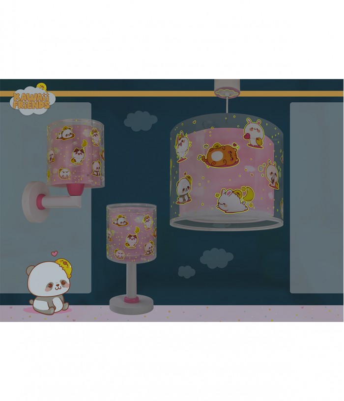 Lustre et lampe suspension pour enfants Kawaii Friends Rose Animaux