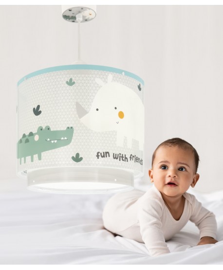 Lampada da soffitto a sospensione per bambini Rhino & Croco Rinoceronte e Coccodrillo