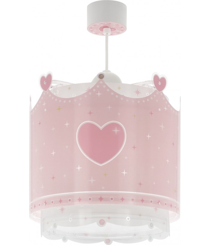 Lustre et lampe suspension enfant Little Queen couronne et coeurs