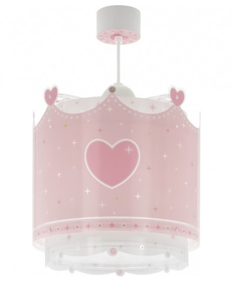 Lustre et lampe suspension enfant Little Queen couronne et coeurs