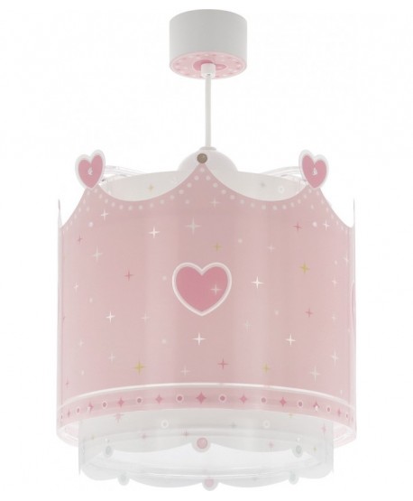 Lustre et lampe suspension enfant Little Queen couronne et coeurs