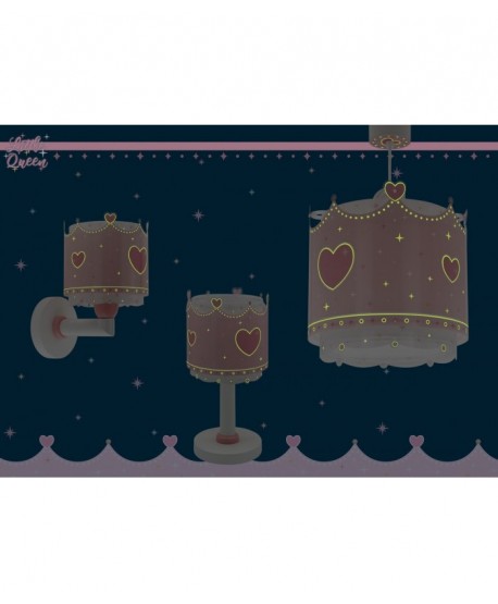 Lampada da soffitto a sospensione per bambina Little Queen Piccola Regina corona e cuori
