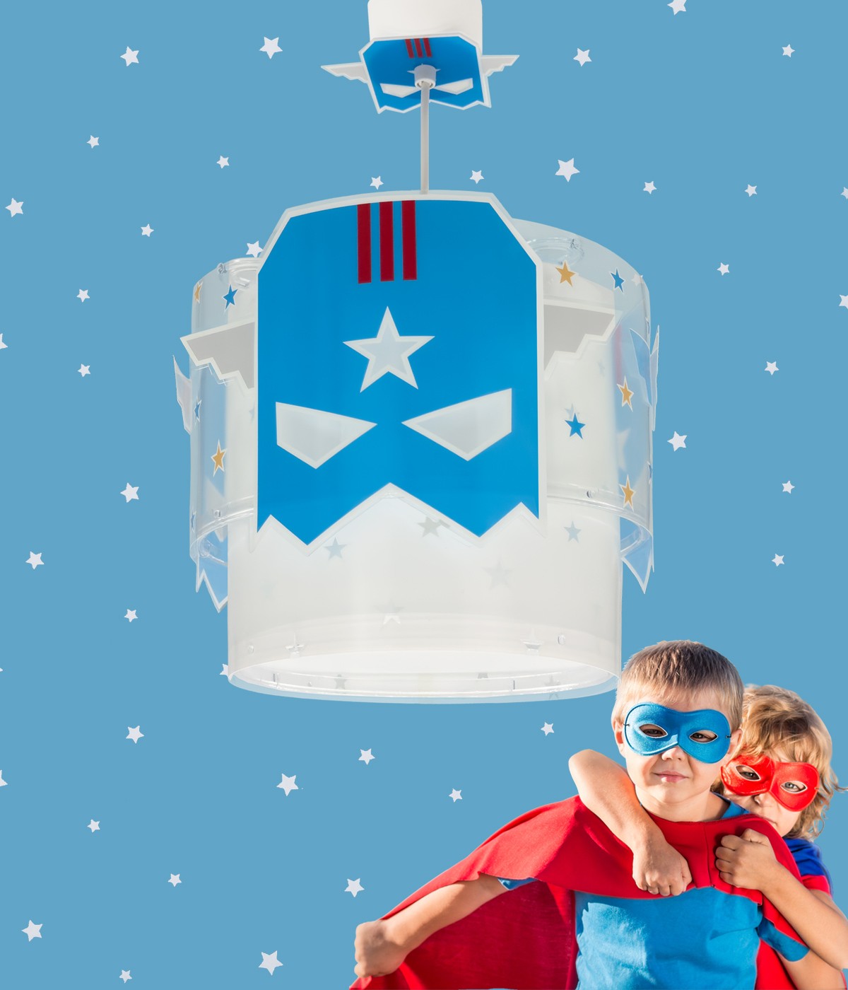Lampada da soffitto a sospensione per bambini Blue Hero Supereroe