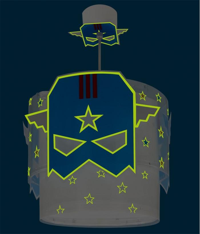 Lampada da soffitto a sospensione per bambini Blue Hero Supereroe