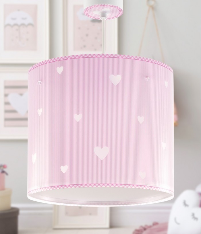 Lustre et lampe suspension enfant Sweet Dreams coeurs rose