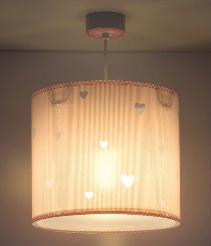 Lustre et lampe suspension enfant Sweet Dreams coeurs rose
