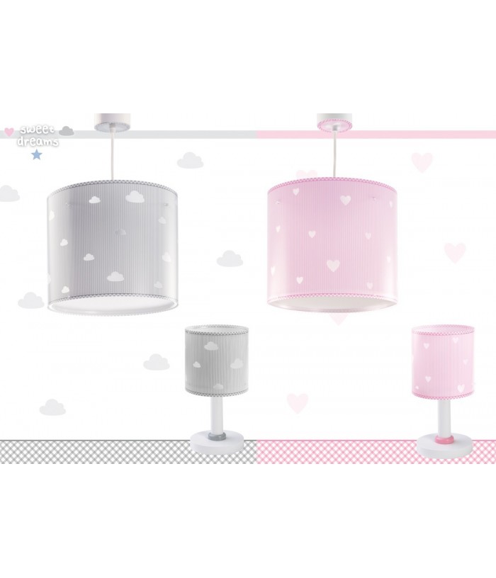 Lustre et lampe suspension enfant Sweet Dreams coeurs rose