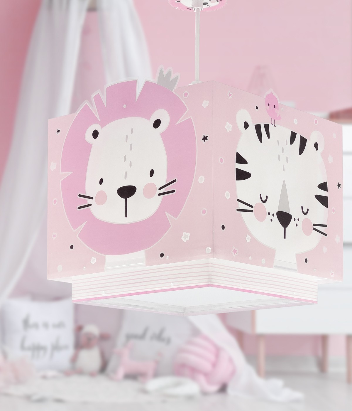 Lampada da soffitto a sospensione per bambini Baby Jungle animali jungla rosa