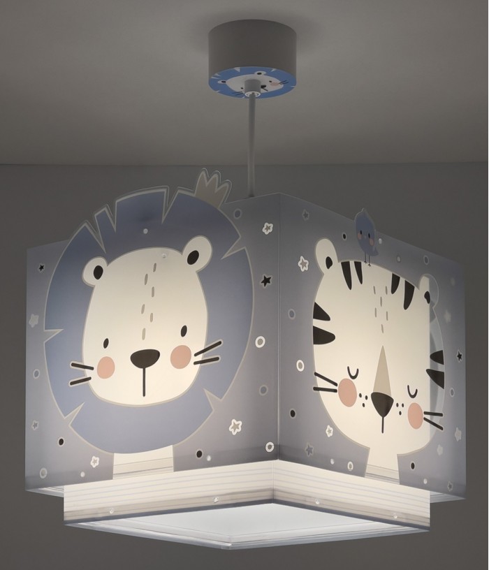 Lustre et lampe suspension enfant Baby Jungle animaux de la jungle bleu
