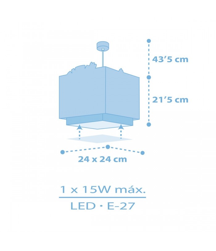 Lustre et lampe suspension enfant Baby Jungle animaux de la jungle bleu