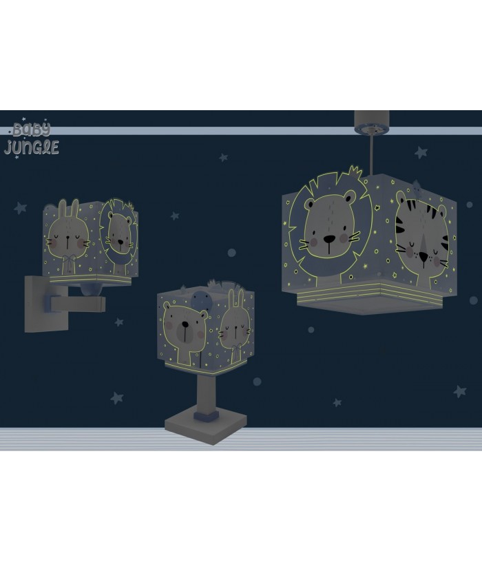Lampada da soffitto a sospensione per bambini Baby Jungle animali jungla blu