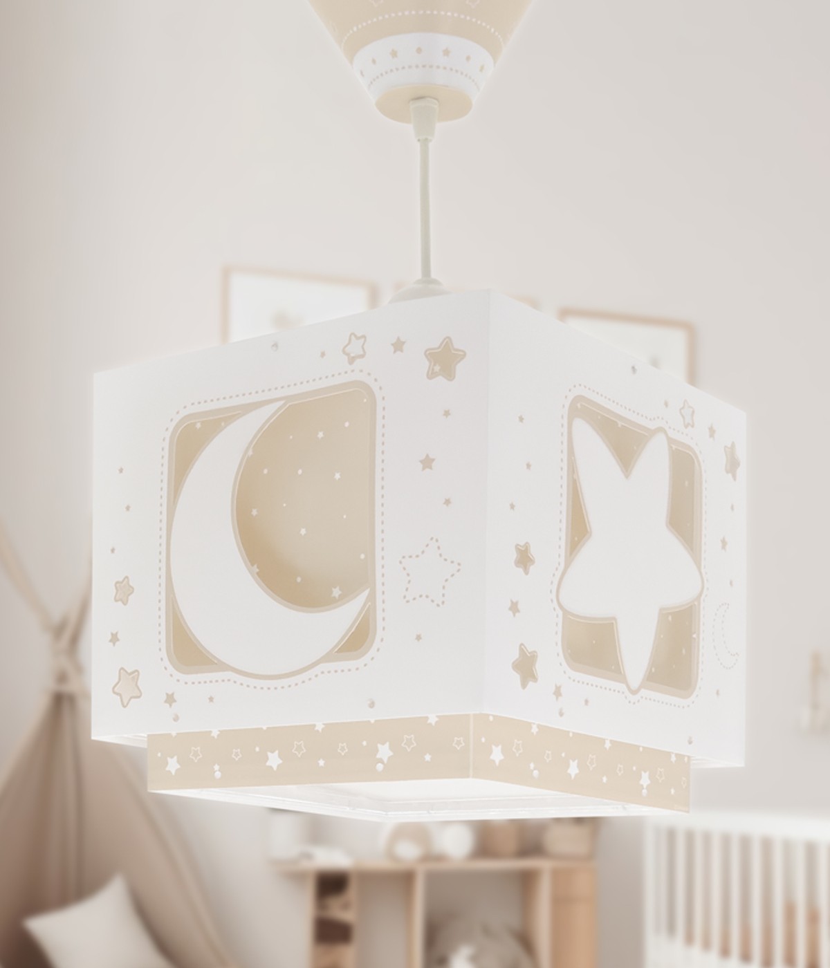 Lampada da soffitto a sospensione per bambini Moonlight luna e stelle beige