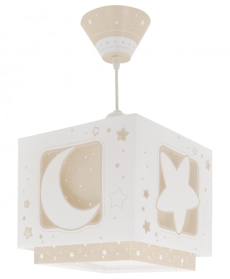 Lustre et lampe suspension enfant Moonlight lune et étoiles beige