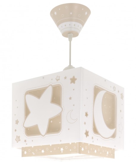 Lustre et lampe suspension enfant Moonlight lune et étoiles beige
