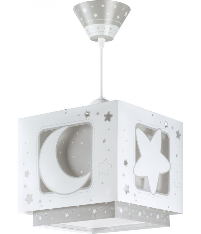Lampada da soffitto a sospensione per bambini Moonlight luna e stelle grigio